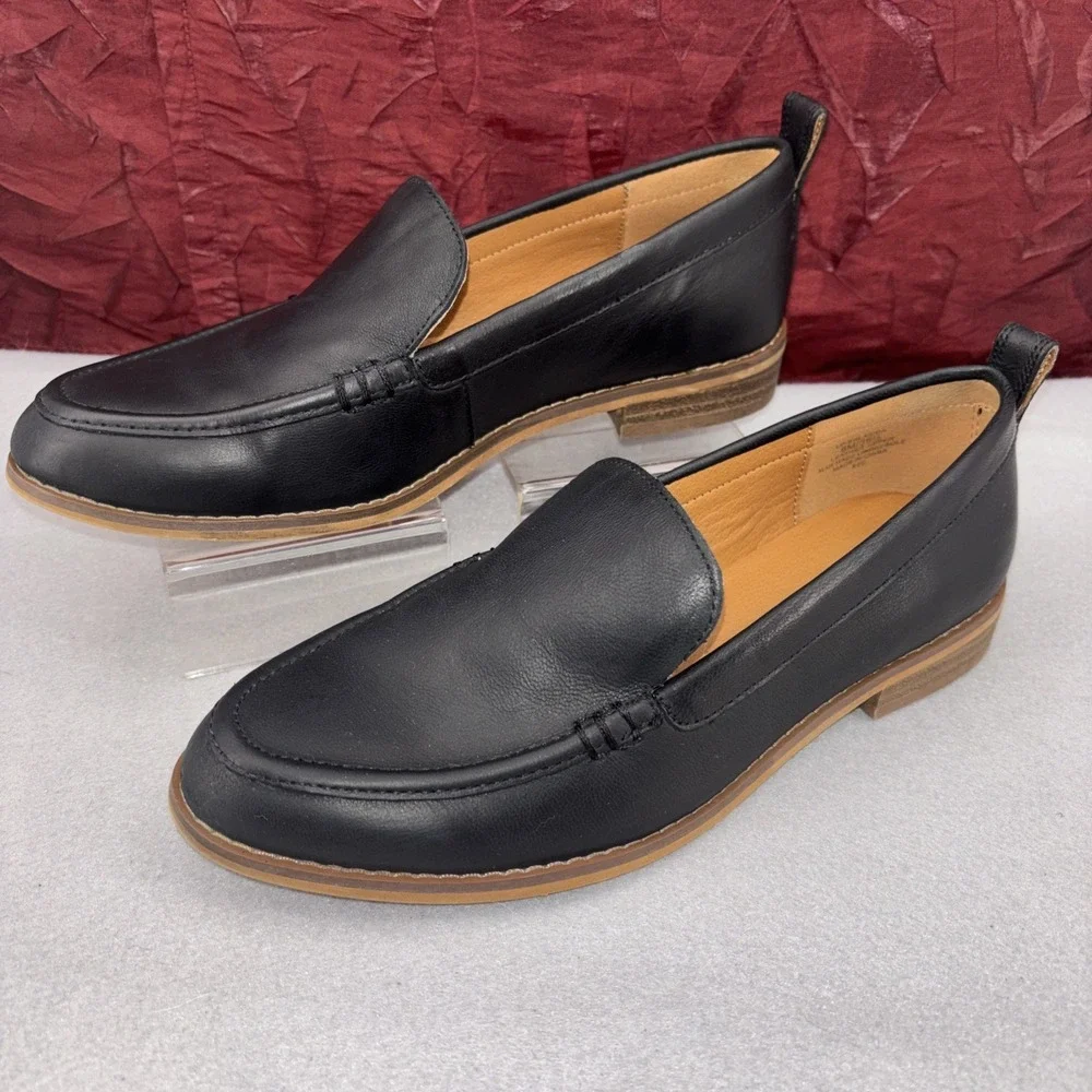 Lucky Brand Erlasida Black Leather Slip On Loafers Women's Shoes Size 6M EUC